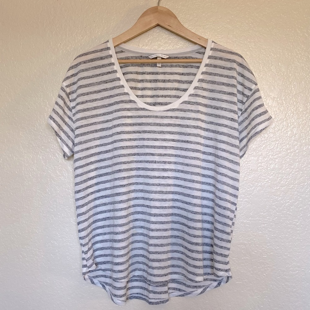 VICTORIA’S SECRET Striped Short Sleeve Cotton Tee